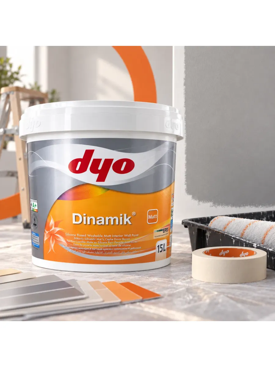 Интерьерная матовая акриловая краска DYO DİNAMİK MAT с силиконом, 15 л