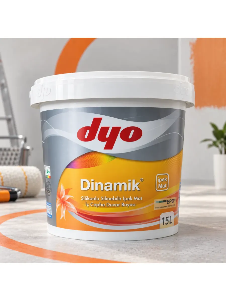Интерьерная шелковисто-матовая акриловая краска DYO DİNAMİK İPEKMAT с силиконом, 15 л